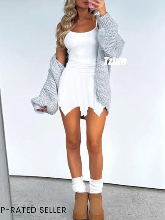 Flowy Mini Skort Asymmetrical Ruffle Y2K Fairy Rave Festival Outfit - Picture 6 of 7